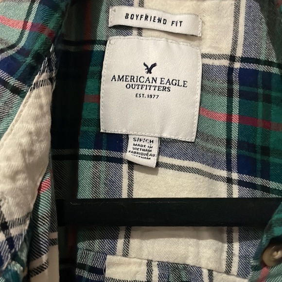 American eagle outfitters button down plaid boyfriend fit top size Small - Picture 3 of 8